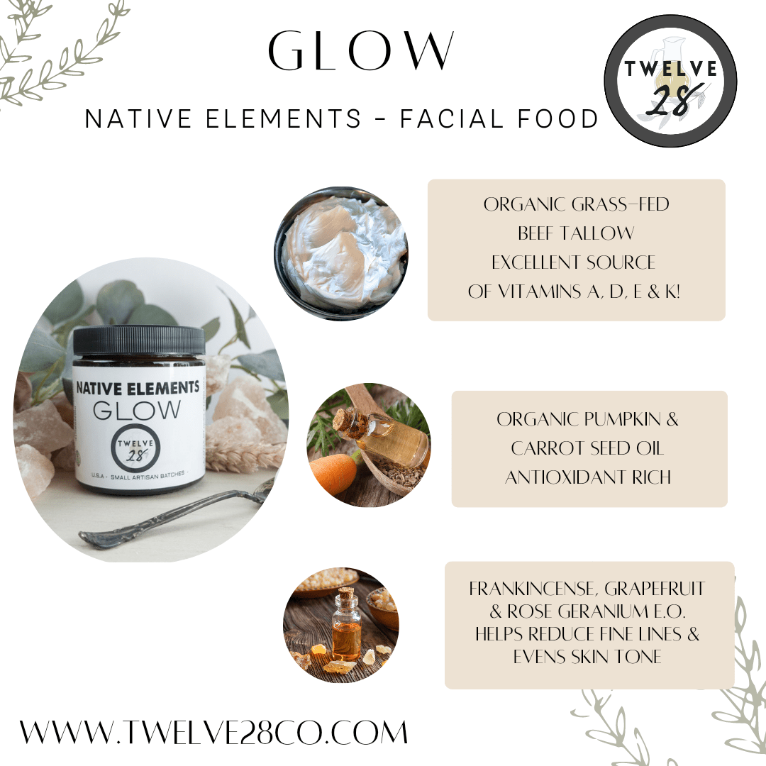 GLOW CREAM - Grass - Fed\Finished Tallow Facial Cream - Formally Elder N Honey Co. Glow - TWELVE28CO