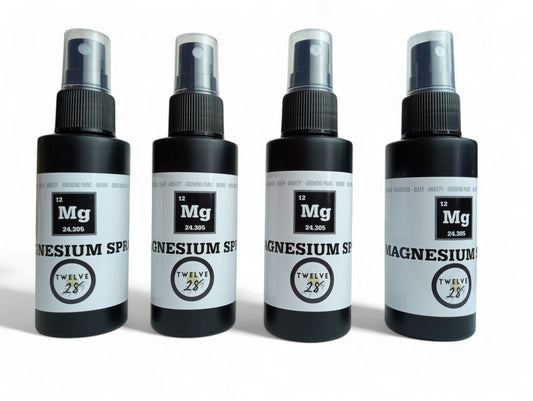 Magnesium Oil SPRAY 2 oz. Best Topical Magnesium | Sleep, Sore Muscles, Anxiety, Arthritis | Topical Magnesium Chloride Gift Transdermal Oil - TWELVE28CO