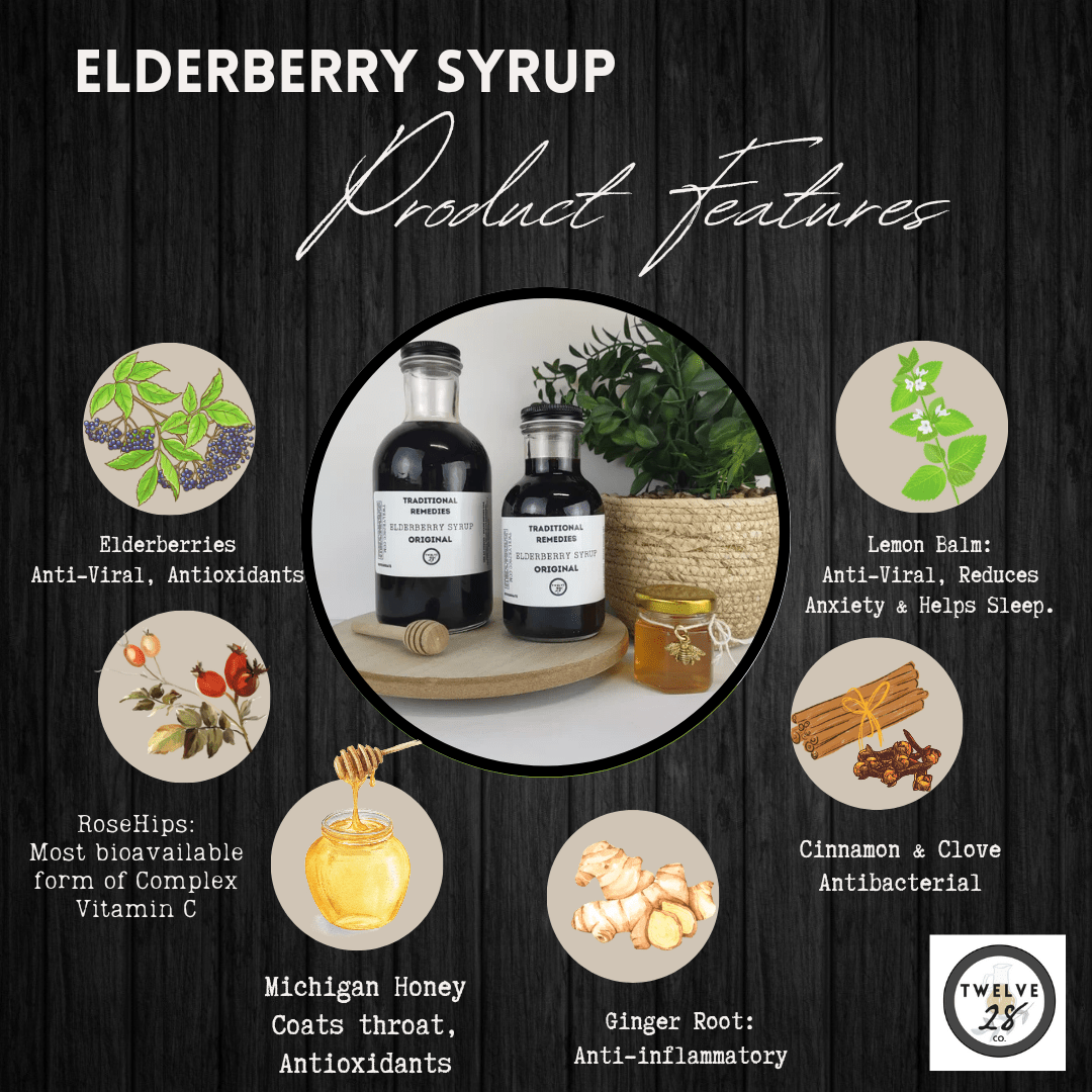 Traditional Elderberry Syrup - Original Elder N Honey Co. Elderberry Syrup 8 oz. 16 oz. Elderberry Organic - Michigan Honey. - TWELVE28CO