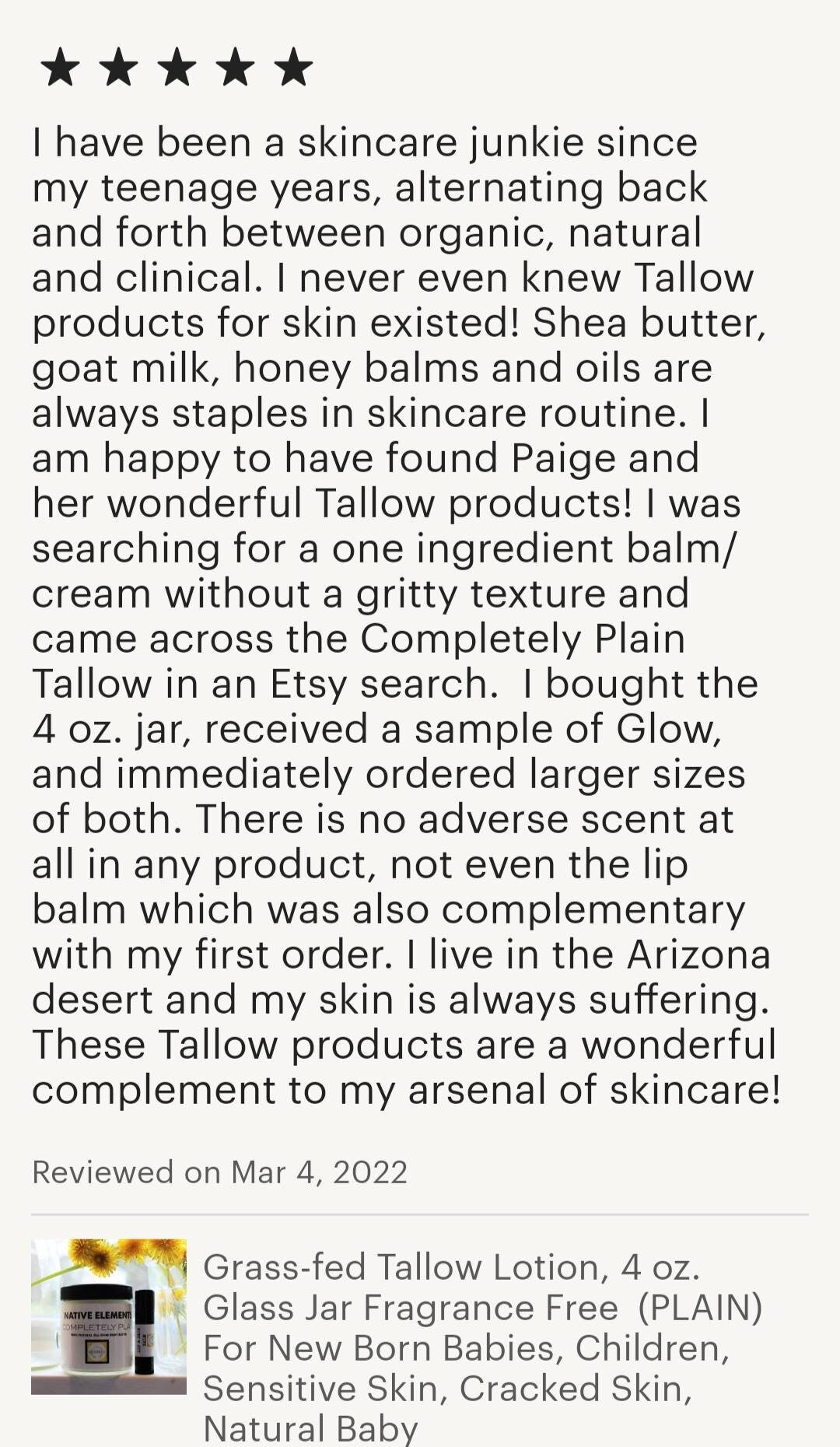 Unscented Tallow Lotion 